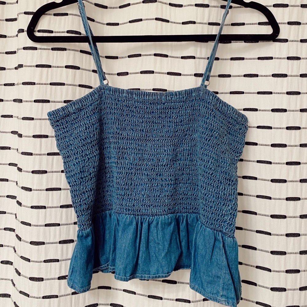 Denim colored blue cotton tank